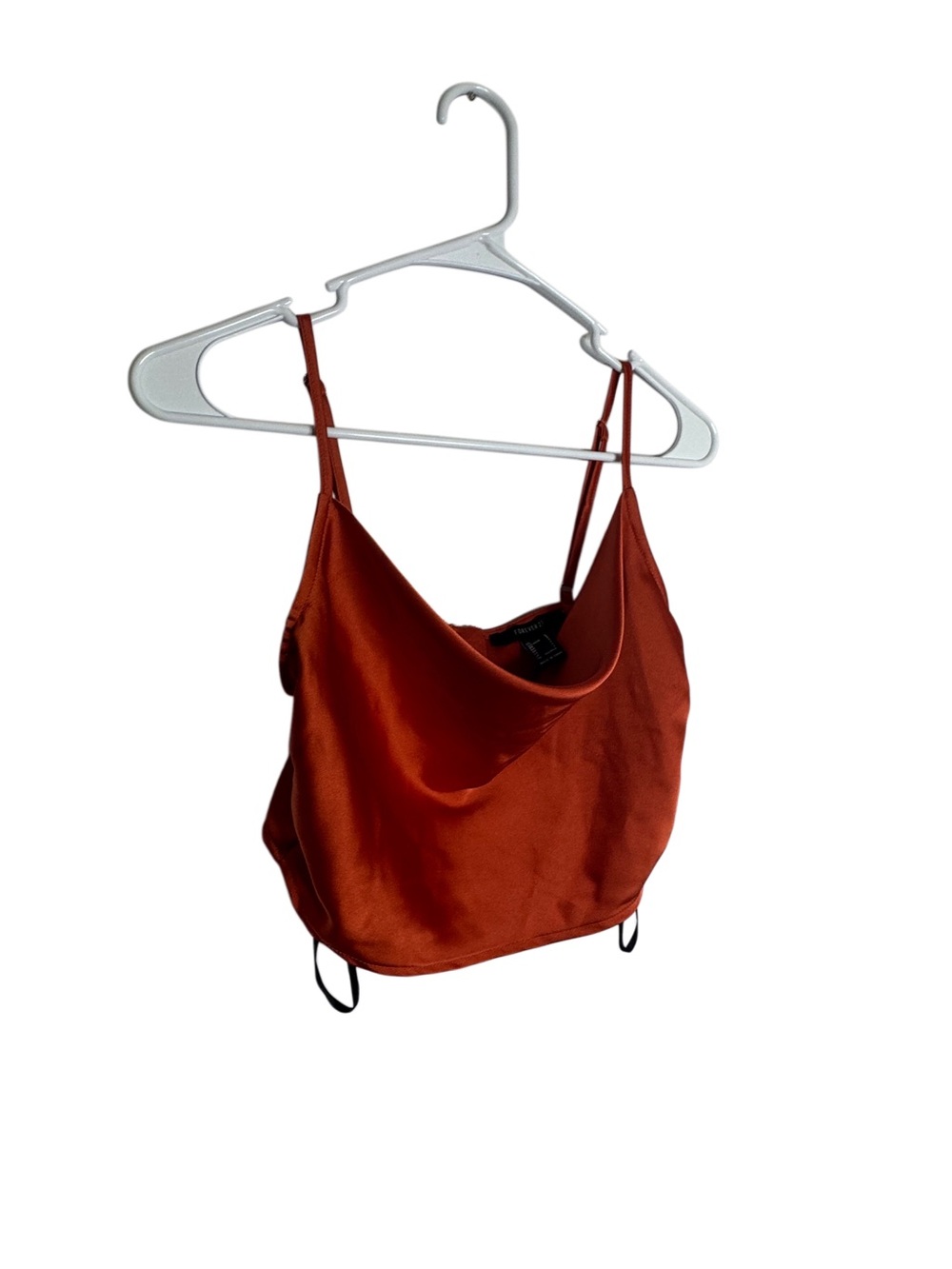 Forever 21 Orange Satin Cowl Neck Crop Cami